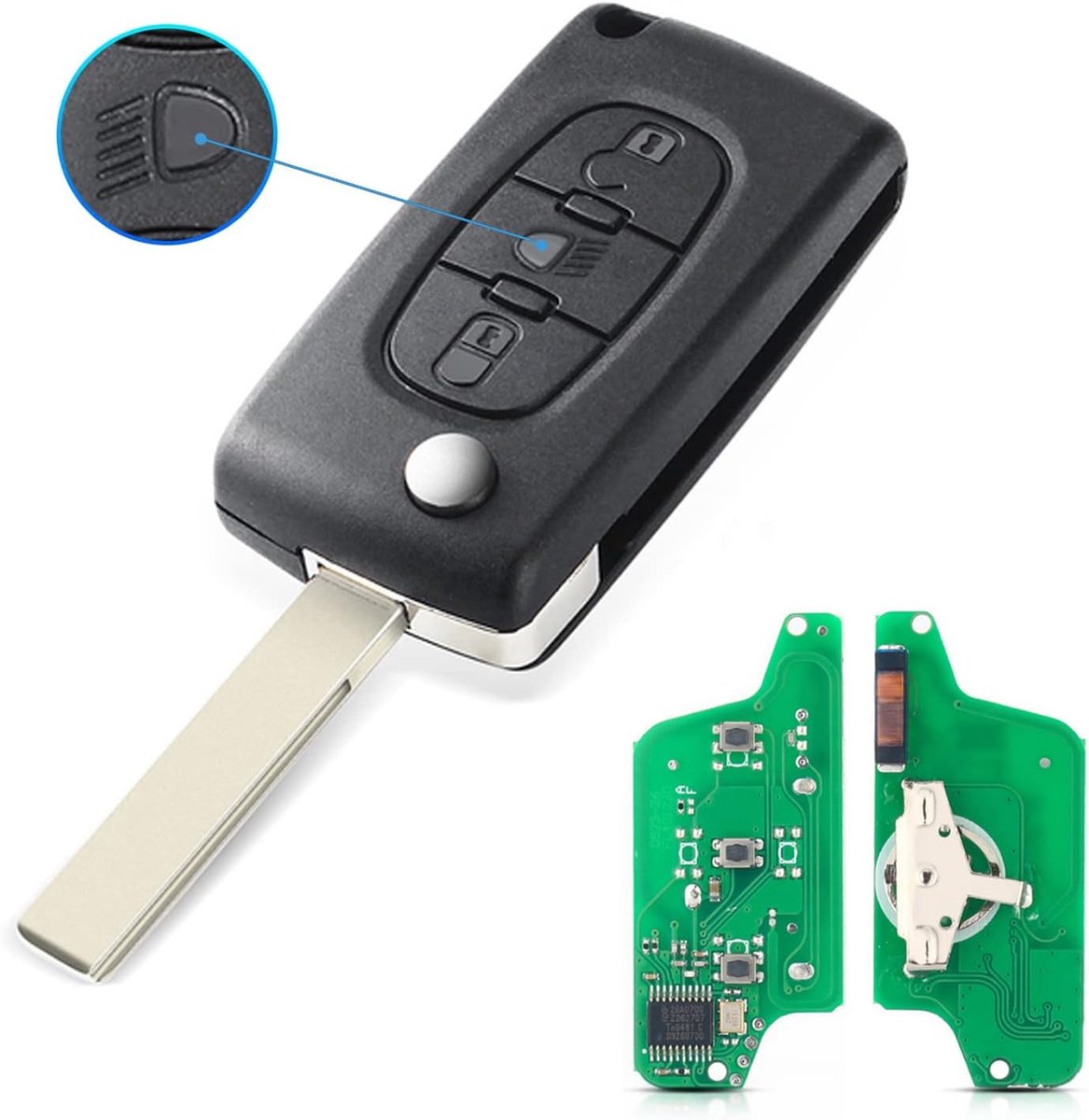 3 Toetsen Afstandsbediening Autosleutel ASK 433MHz PCF7941 Chip