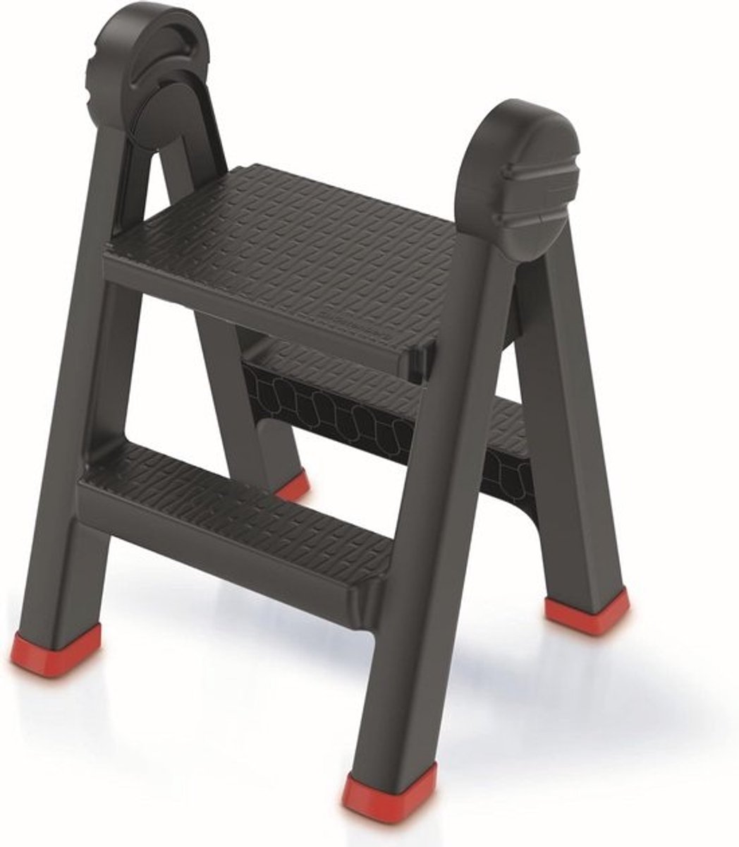 Vouwladder - Kleine trap - Huishouden klussen - Antislip treden - 2 treden - Zwart