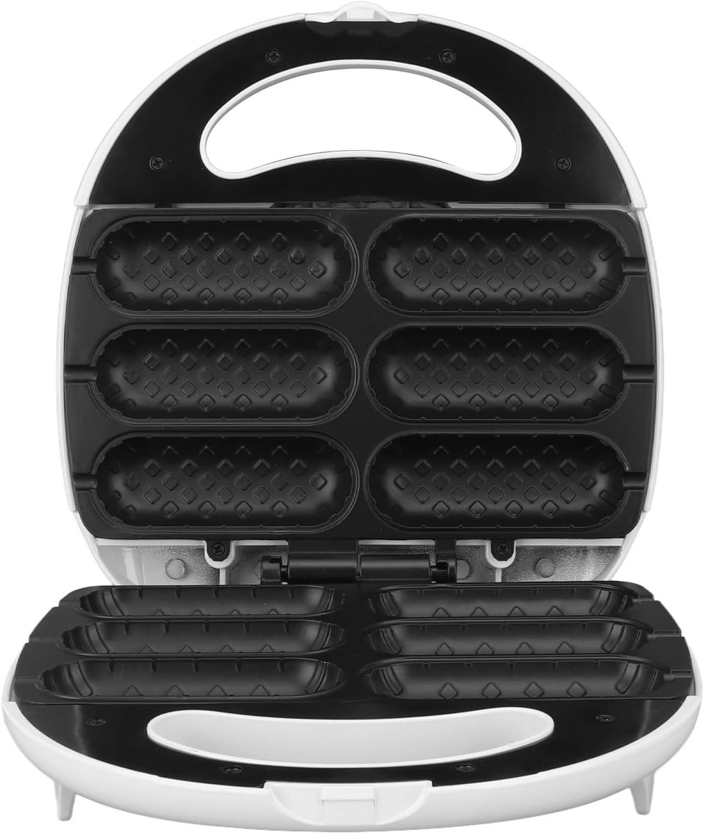 Corndogmaker - 750W antiaanbaklaag, corndog- en wafelijzer voor barbecues, hotdogs op een stokje, kaasstengels, cake en meer, maakt 6 mini-corndogs tegelijk