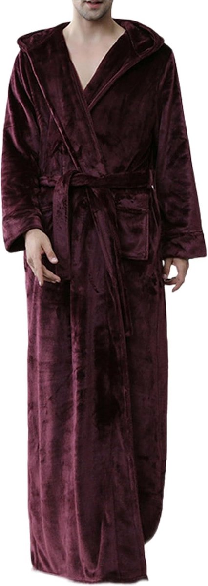 Gewaden vest capuchon flanel fleece badjas volledige lengte pluche lange badjas huis jas