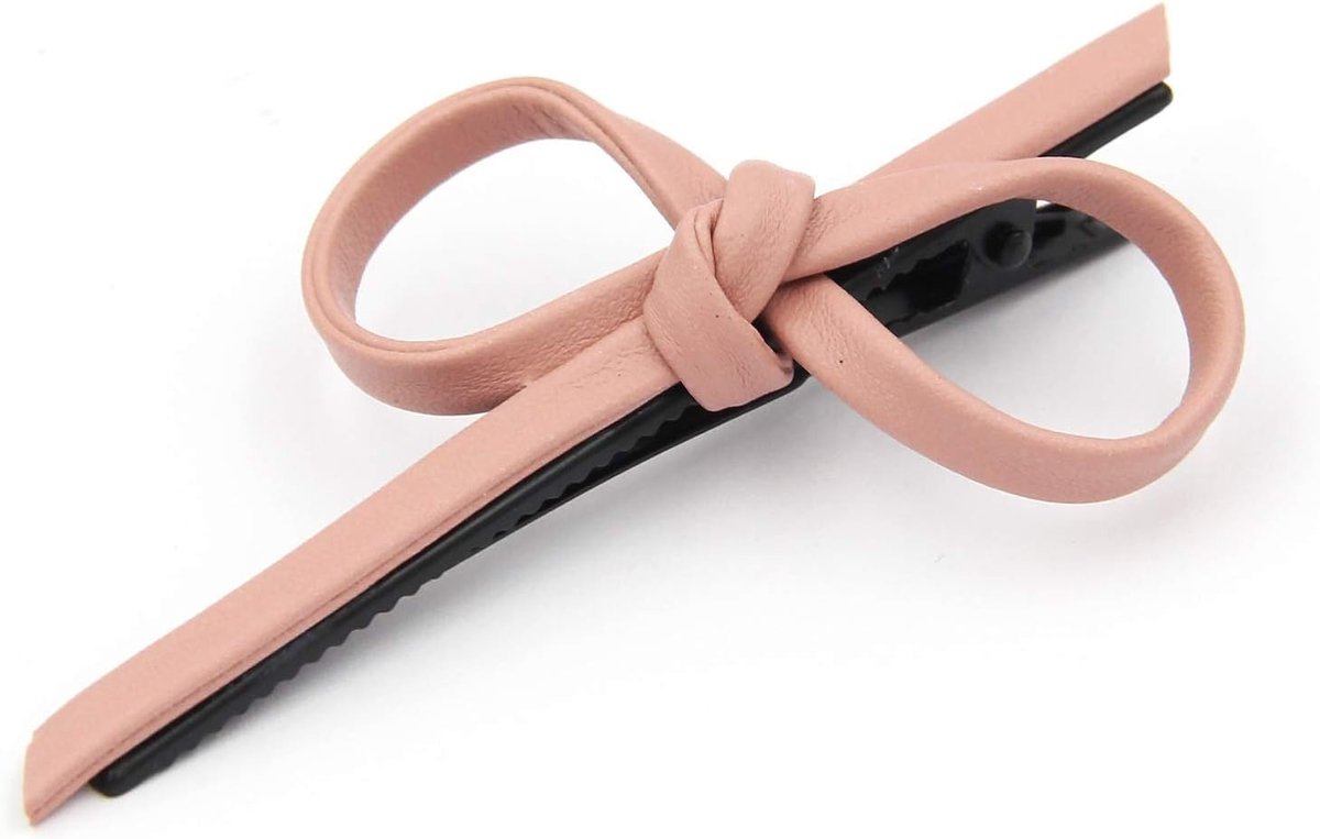 Haar clip vrouwelijke eenvoudig haar clip hoofdtooi eendenbek clip PU boog kant clip pony clip woord clip haaraccessoires vrouwen (Color : Light pink)