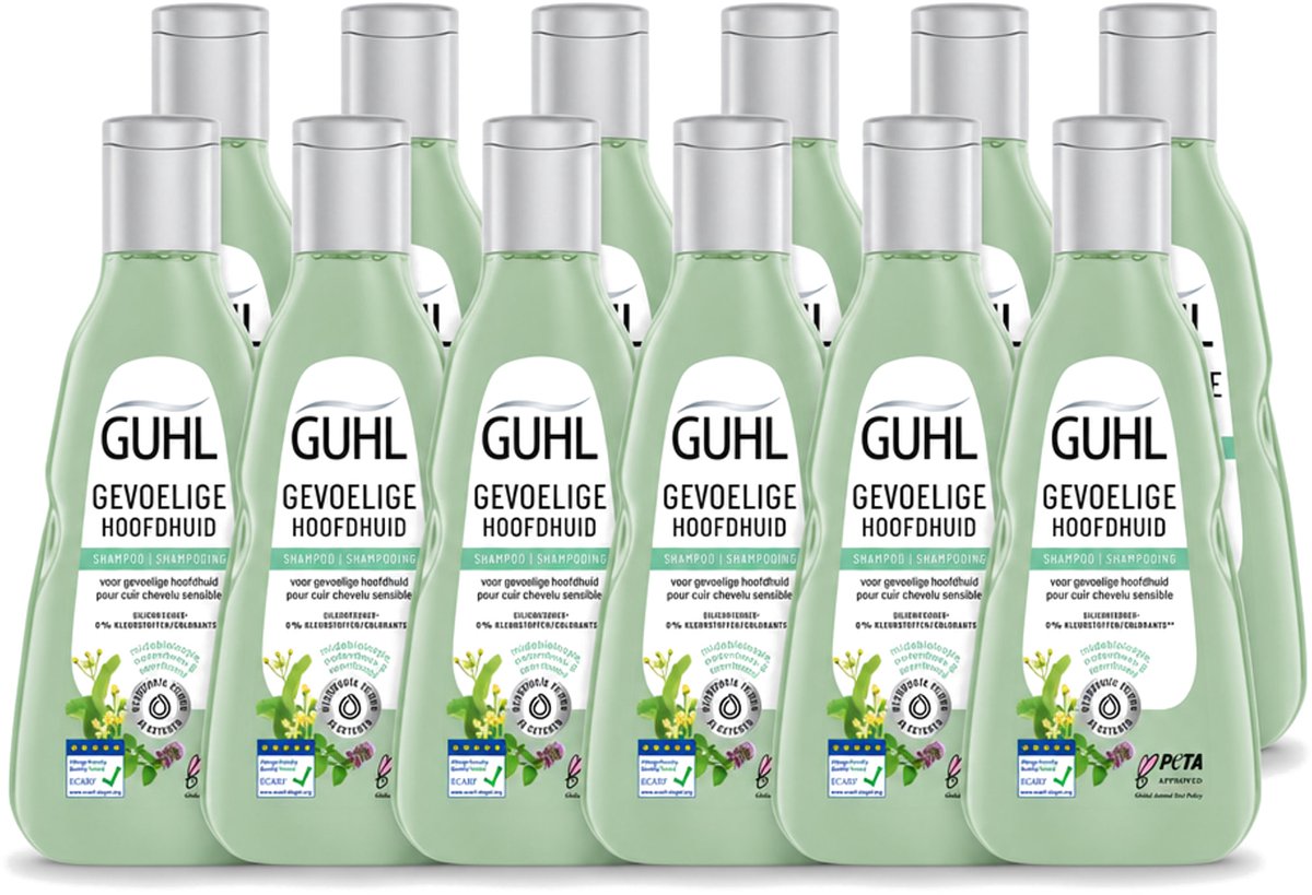 12 x Guhl - Shampoo - Gevoelige Hoofdhuid - 250 ml - Voordeelverpakking - 12 stuks