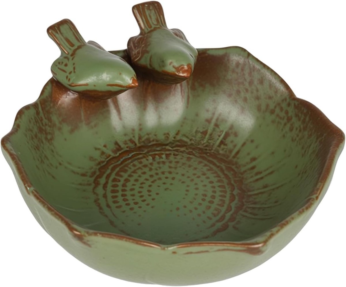 Decoratieve Vogelbad met 2 Vogels voor Tuin, Patio, Balkon en Gazon - Perfect voor Vogelliefhebbers en Tuinieren
