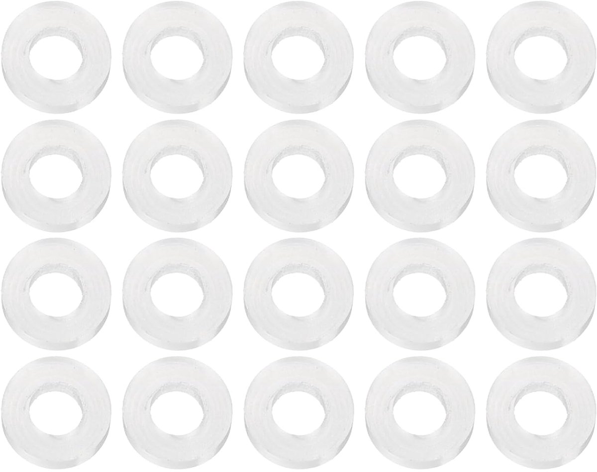 Platte sluitringen van siliconen, M3, 20 stuks, 3 mm, binnendiameter 6 mm, buitendiameter 1,5 mm dik, platte ogen, voor kraan, kraan, handgrepen, wit
