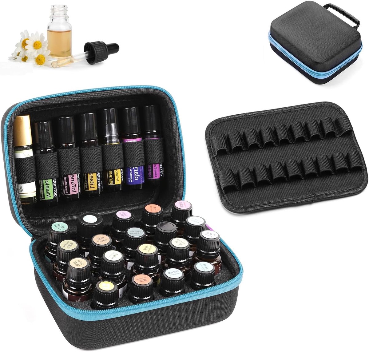 Opbergtas voor etherische oliën met 44 gaten, EVA-kunststof, draagtas, opbergdoos voor etherische oliën met handvat, nagellak, draagtas voor 5 ml, 10 ml, 15 ml flessen