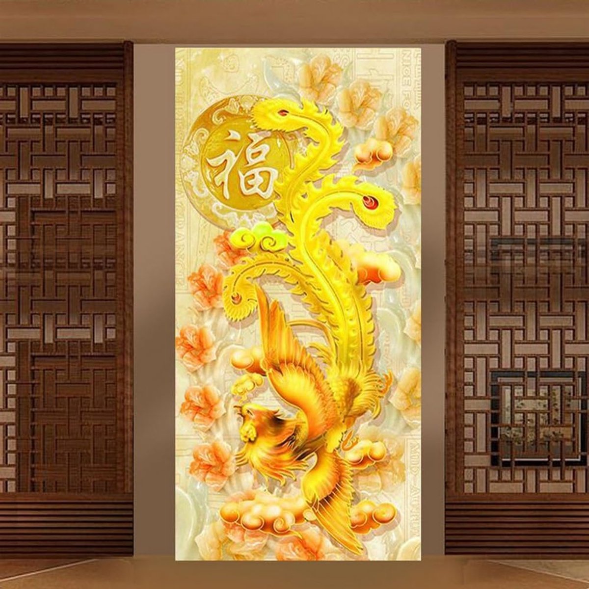 Diamond painting volwassenen kinderen kruissteek 5D DIY afbeeldingen voor muur decor diamant schilderij kits full drill schilderen op nummer strass borduurset Chinese gouden feniks, ronde diamant 70 x