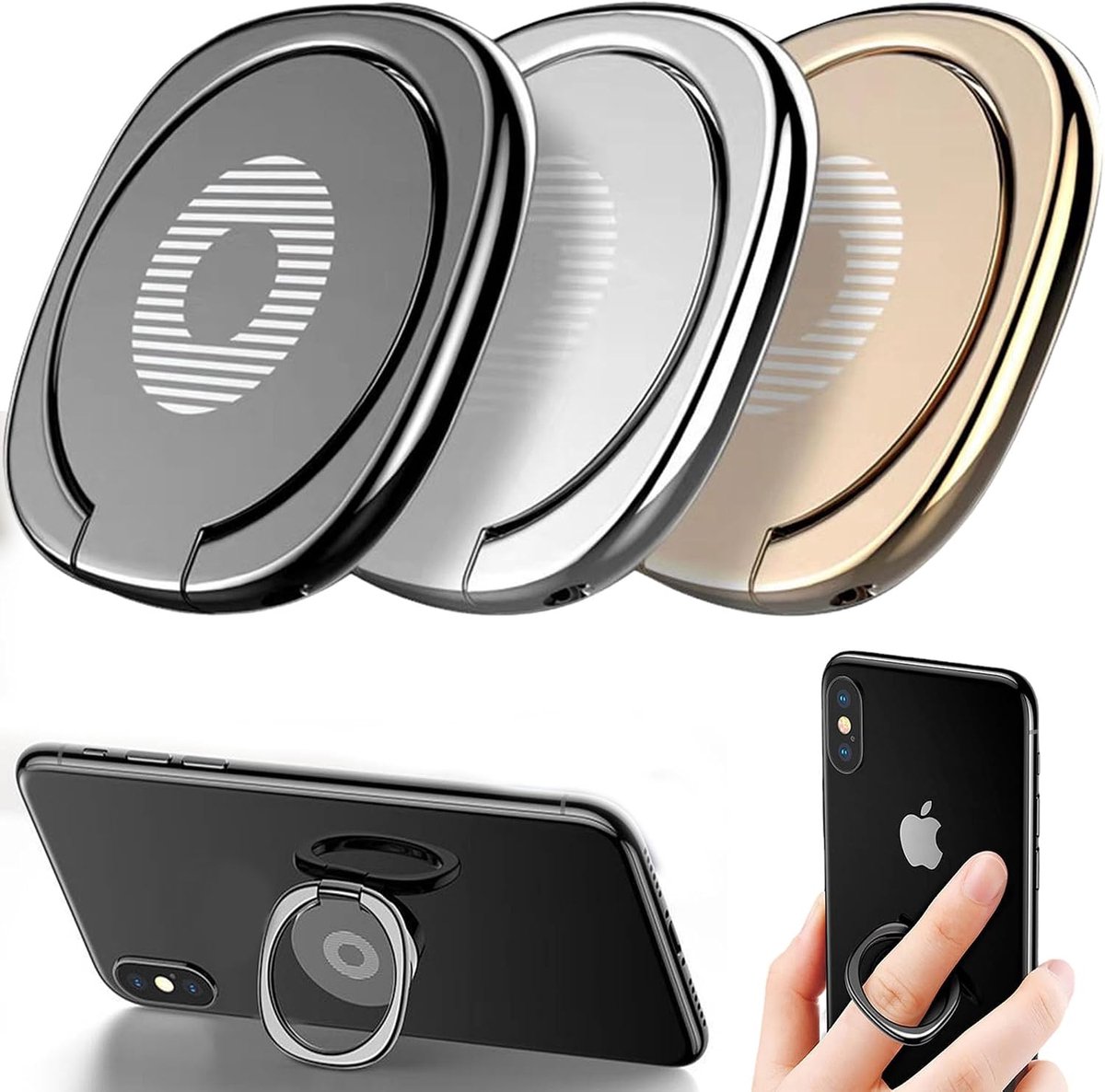 3 Stuks Mobiele Telefoon Ringhouder, 360°Rotatie Vinger Ringstandaard, Universele Ring Houder, Telefoon Ring Houder, Voor Smartphones