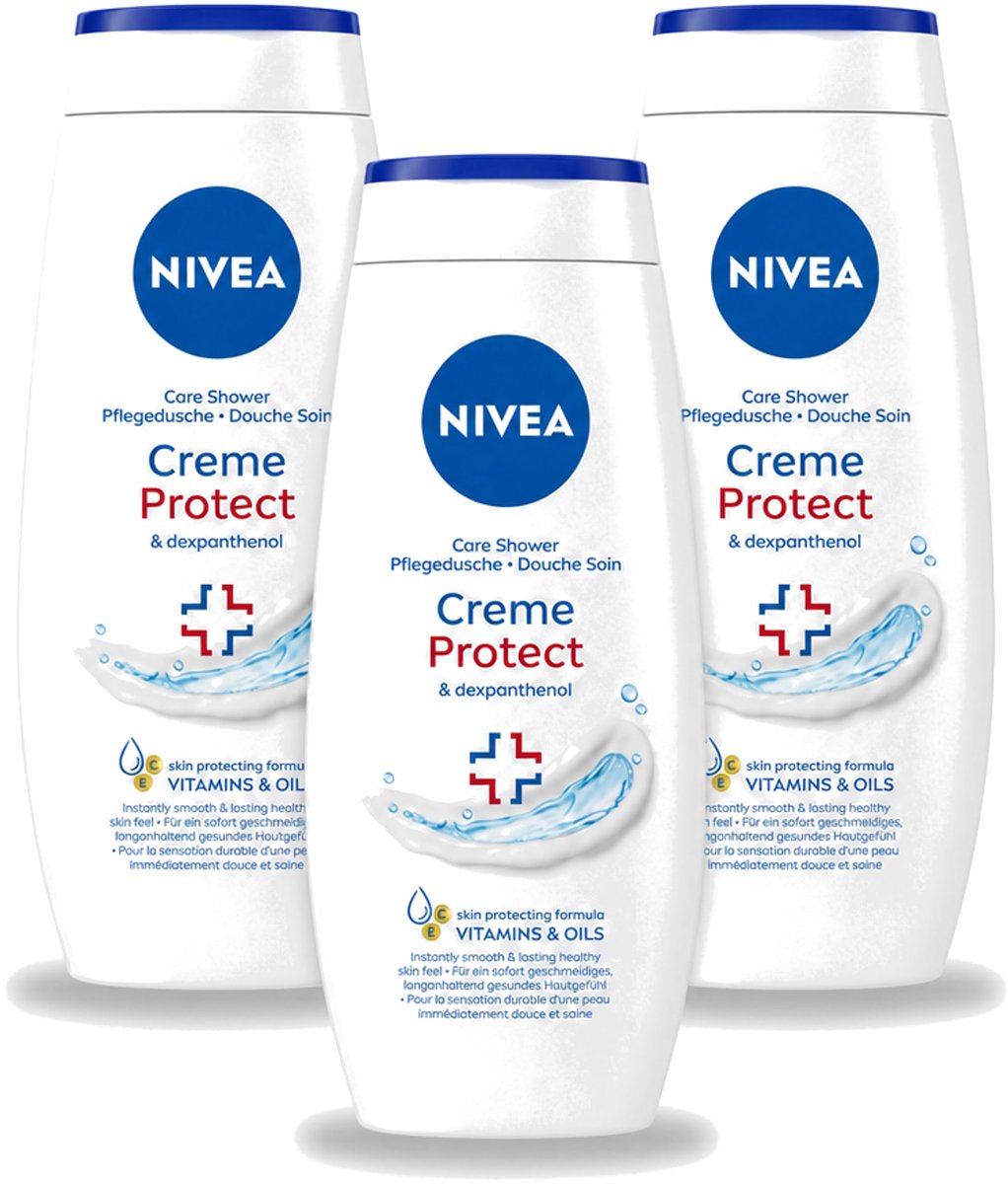 3 x Nivea – Douchecrème – Protect – 250 ml - Voordeelverpakking - 3 stuks