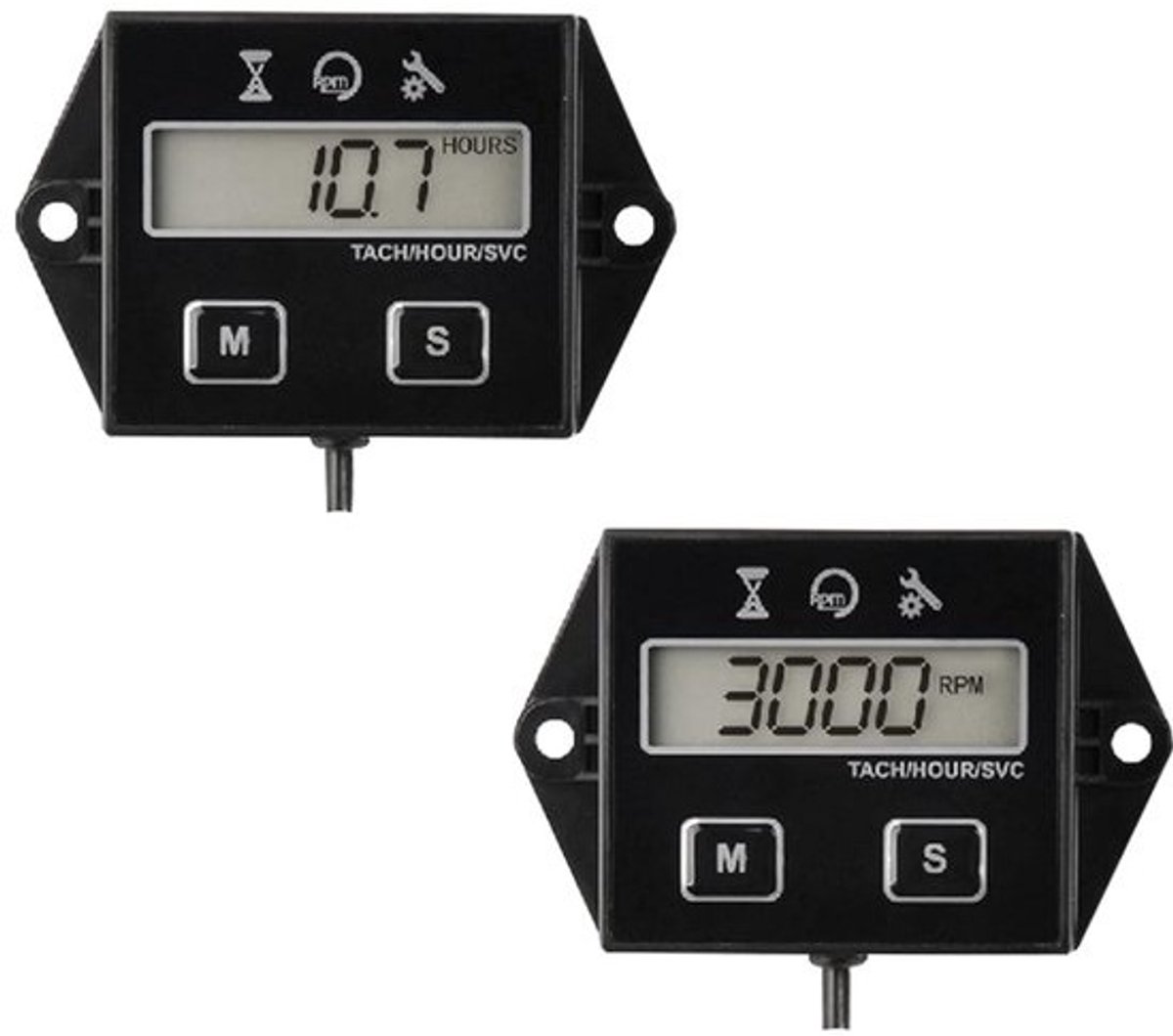 Digitale Urenteller & Toerenteller met Onderhoudsherinnering - Universeel voor Motor, Grasmaaier, Generator & Meer - 2 Stuks
