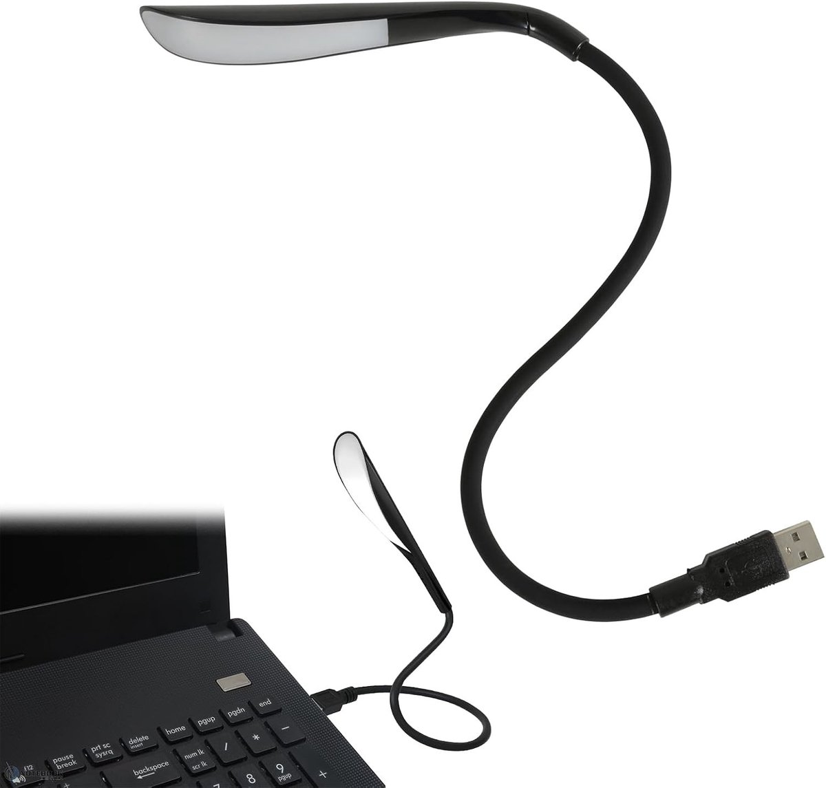 Dimbare Gooseneck Lamp voor Laptop en Notebook, Flexibele USB Leeslamp in Zwart voor Thuis en Op Reis