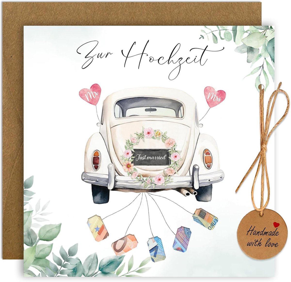 Geldgeschenk bruiloft - origineel ontwerp - inclusief enveloppen - praktisch huwelijkscadeau - ShopVlot