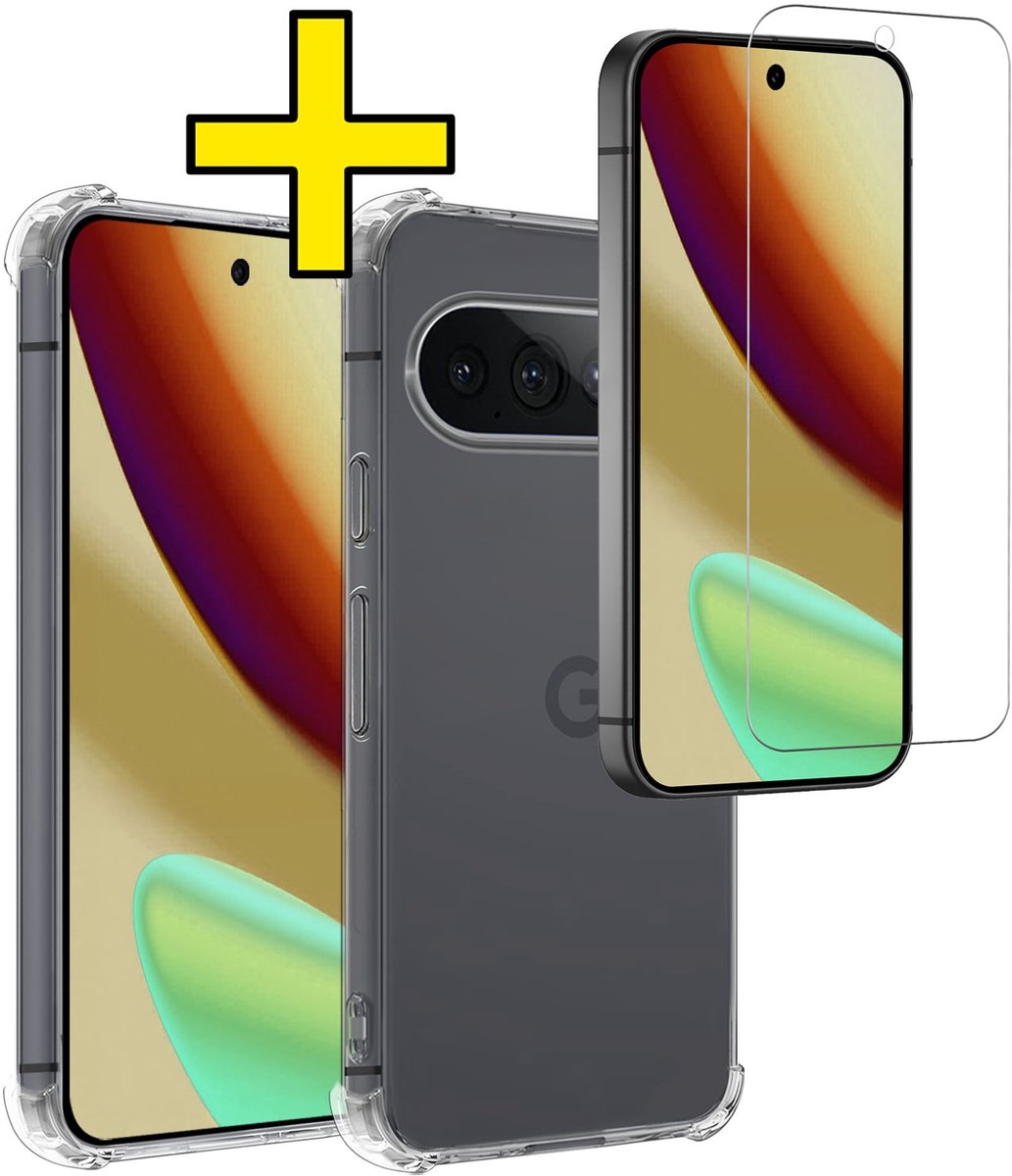 Hoesje - Met Screenprotector - Geschikt voor Google Pixel 11 Pro XL - Sterk & Shockproof - Siliconen Case - Back Cover - Telefoon Hoes - Shock Proof - Telefoonhoesjes - Transparant
