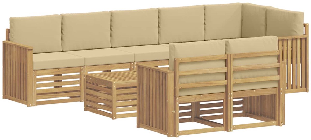 vidaXL - Buiten - bank - set - 9 - st - Wit - en - Beige - Polyester