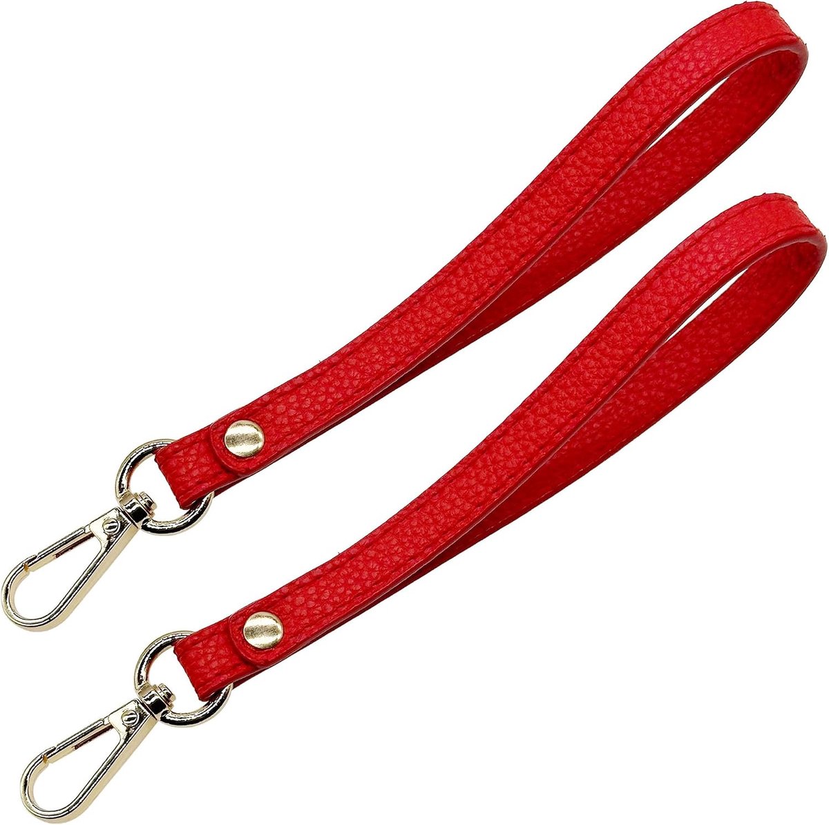 2 stuks polsbanden van leer, 20 cm lang, leren polsband, vervanging voor clutch, portemonnee, sleutels, sleutelhanger, tas, doe-het-zelf, goud/rood., Leren polsband