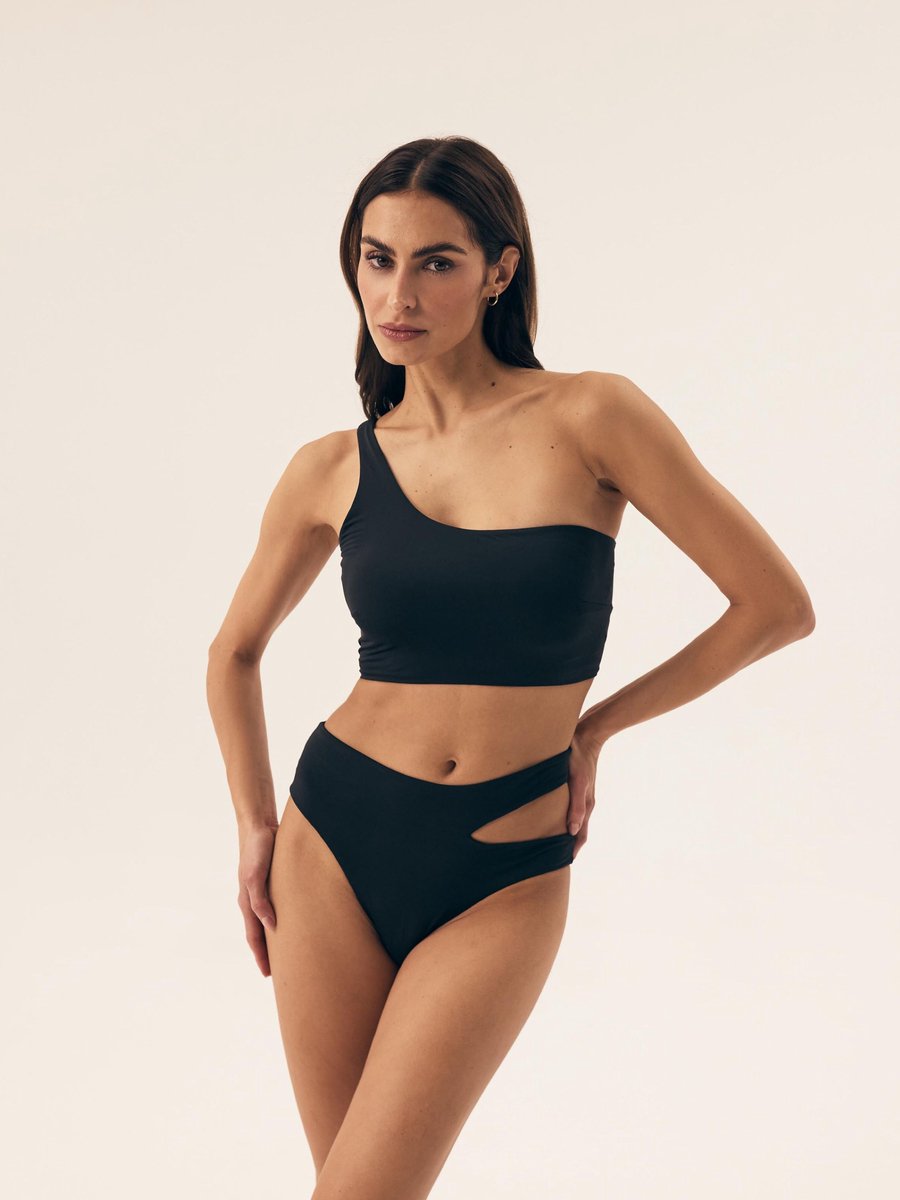 ESOTIQ Firenze - Bikinitopje - Zwart - Asymmetrisch - Zachte stof