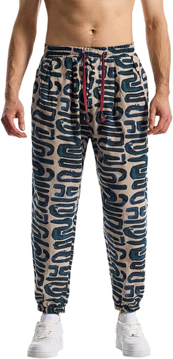 Vrijetijdsbroek voor heren, lang, losse pasvorm, zomerbroek, herenbroek met wijde pijpen, voor vakantie, strand, dagelijks gebruik