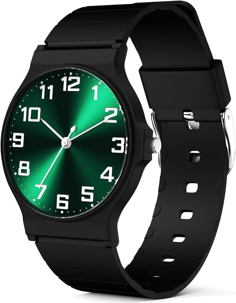 Kinderhorloge voor jongens en meisjes, 30 m waterdicht, sporthorloge met dunne wijzerplaat, zachte band, gemakkelijk af te lezen voor kinderen van 5-15 jaar, voor kinderen