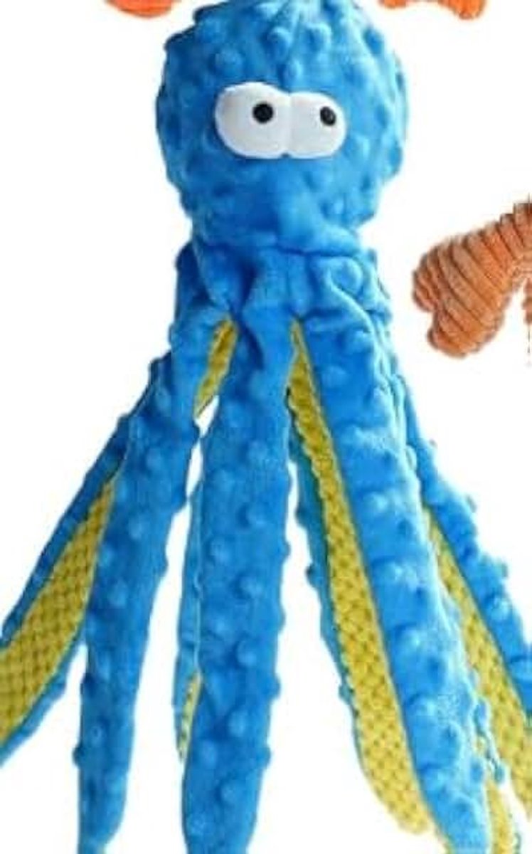 Hondenspeeltje met pieper - Duurzame pluche voor puppies, volwassen honden en alle maten (klein, medium, groot) - Octopus Blauw