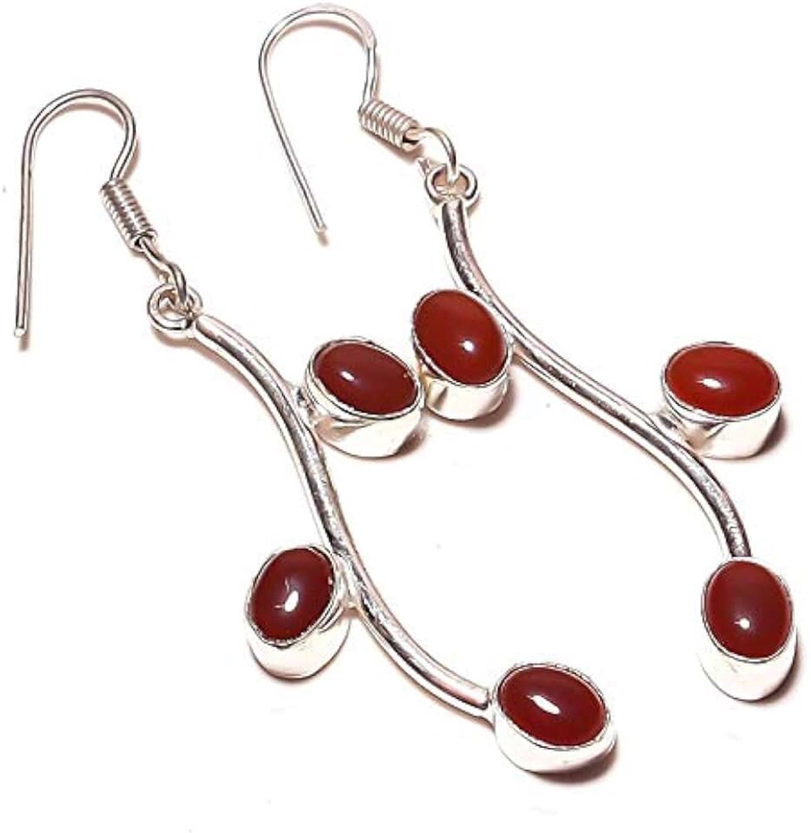 Carnelian Handmade EARRING 2.25" Long Silver Plated! Jewelry from Kashish! All Variety Store all Occasions
