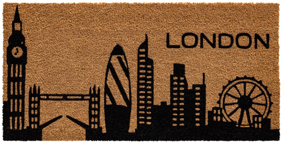 Kokosmat London 40 x 80 cm - Kokosmat - Deurmat Binnen - Kokos Deurmat - Geïmplanteerd - Vinyl Onderzijde