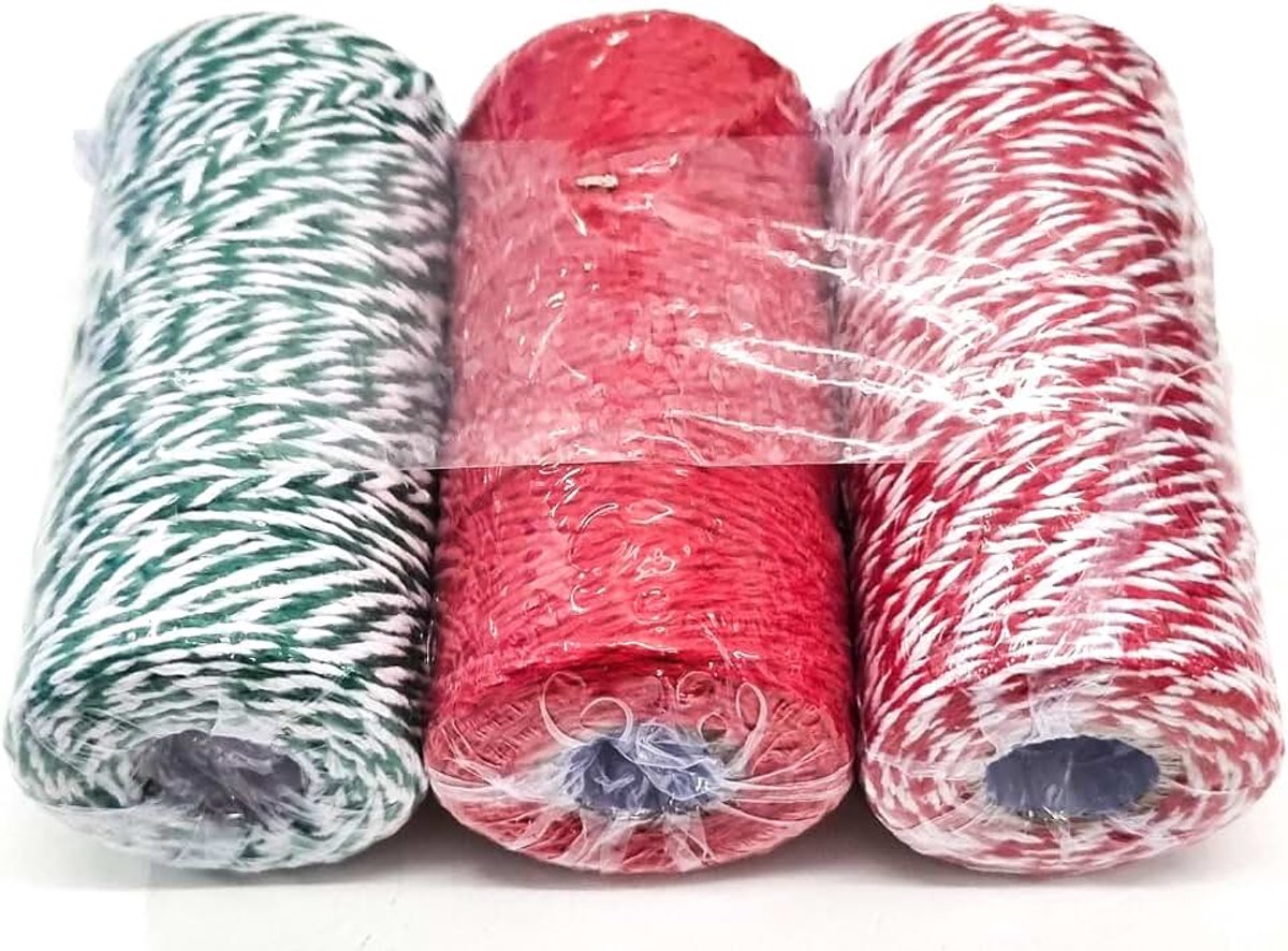 Bakkerssnoer katoen 2 mm keukengaren bakkerskoord koord koord lint cadeaulint decoratieband voor tuin huis Kerstmis knutselen decoreren (Mix 02, 300 m)