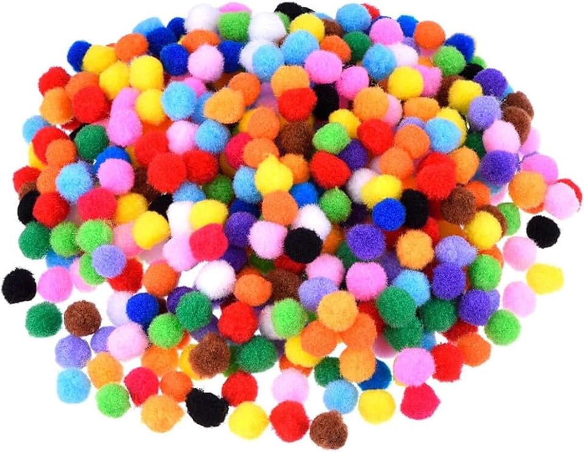Om te knutselen, 1000 stuks, 1 cm, voor handwerk, pompons ballen voor Pasen, Kerstmis, kinderen, kleurrijk voor grappige doe-het-zelf creatieve handwerk