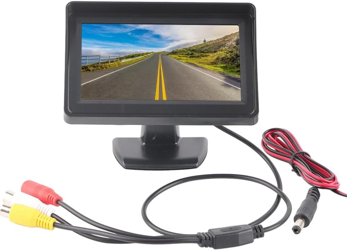 Camera Monitor Kit - 4.3 Inch LCD Achteruitrijcamera Voor Auto, SUV, Van, Vrachtwagen - Zwart Waterdicht