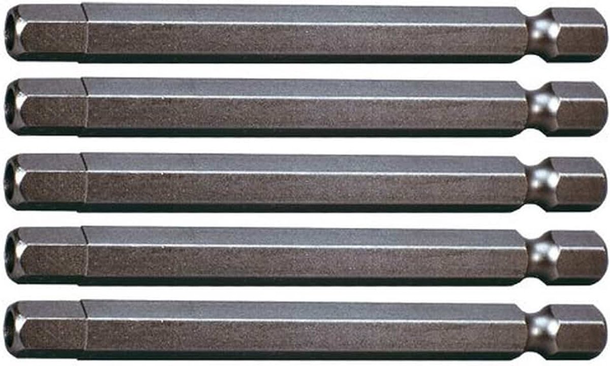 Tools 911.7715 1/4" Bit binnenzeskant met boring, 6mm, 75mm, 5 per pak