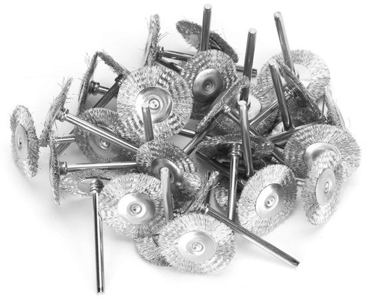 Dailygoods - Mini-staaldraadborstel - 30 stuks - Roterende borstel - Voor polijsten - Voor reiniging - Voor nauwe gaten - Interne diameter 3 mm - Borstelset