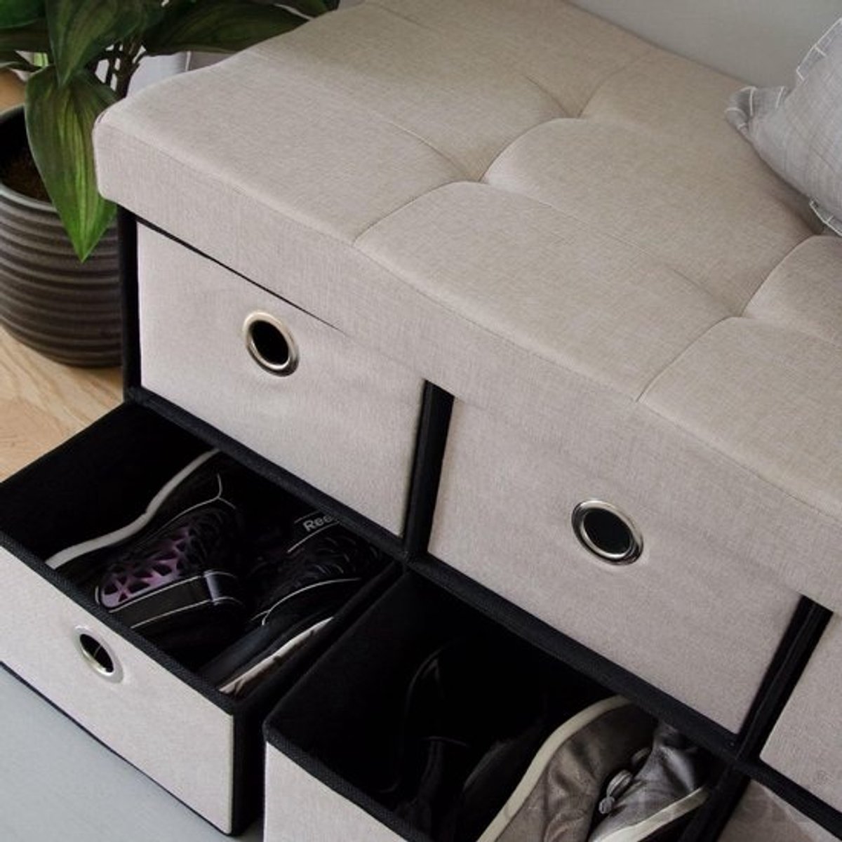 Opvouwbare Zitbank met 6 Laden - Comfortabele Opbergoplossing 80L