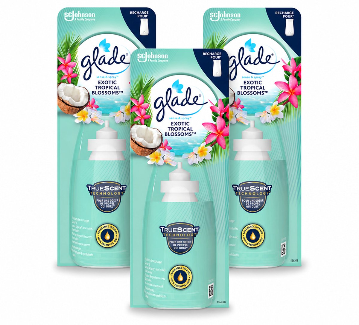 3 x Glade – Sense & Spray Navulling – Exotic Tropical Blossoms – 18 ml - Voordeelverpakking - 3 stuks