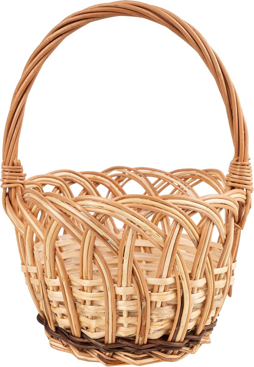 Home Paasmandje – Ronde rieten mand met handvat 16 x 16 x 23 cm