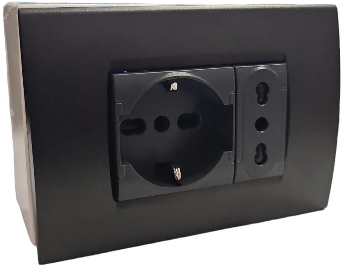 Elektrische kast met tweepolige Schuko-contactdoos voor inbouw en met externe houder in wit (met buitenschaal 503 in zwart)