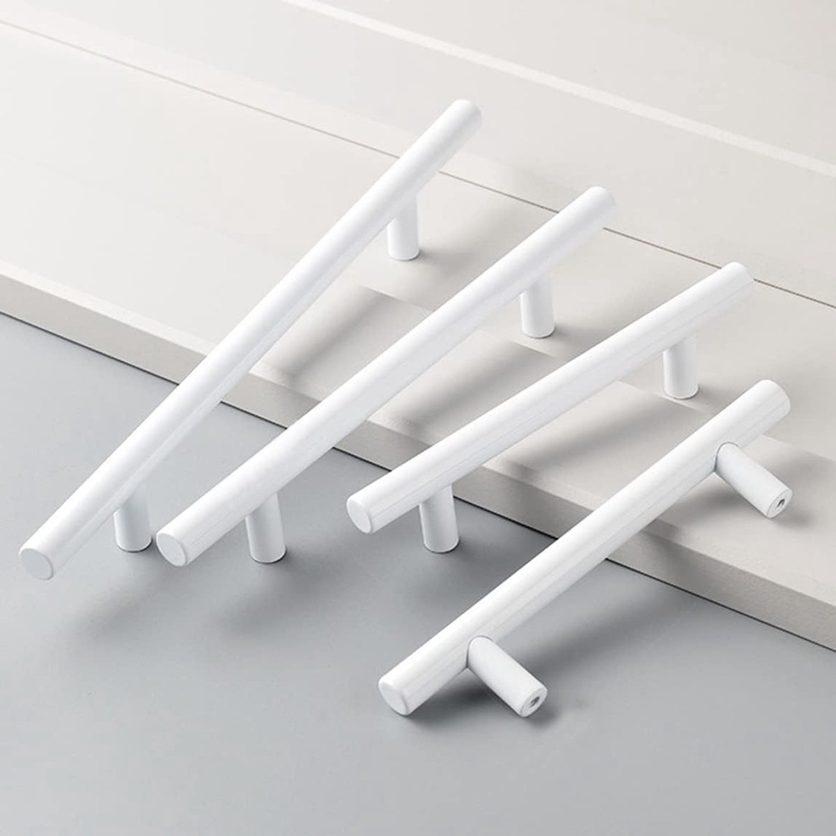 Deurgrepen, Ø12mm Kastdeurgrepen Hardware Aluminium voor Keukenkasten Lade Meubels Handgrepen Wit Gatencenters 128mm