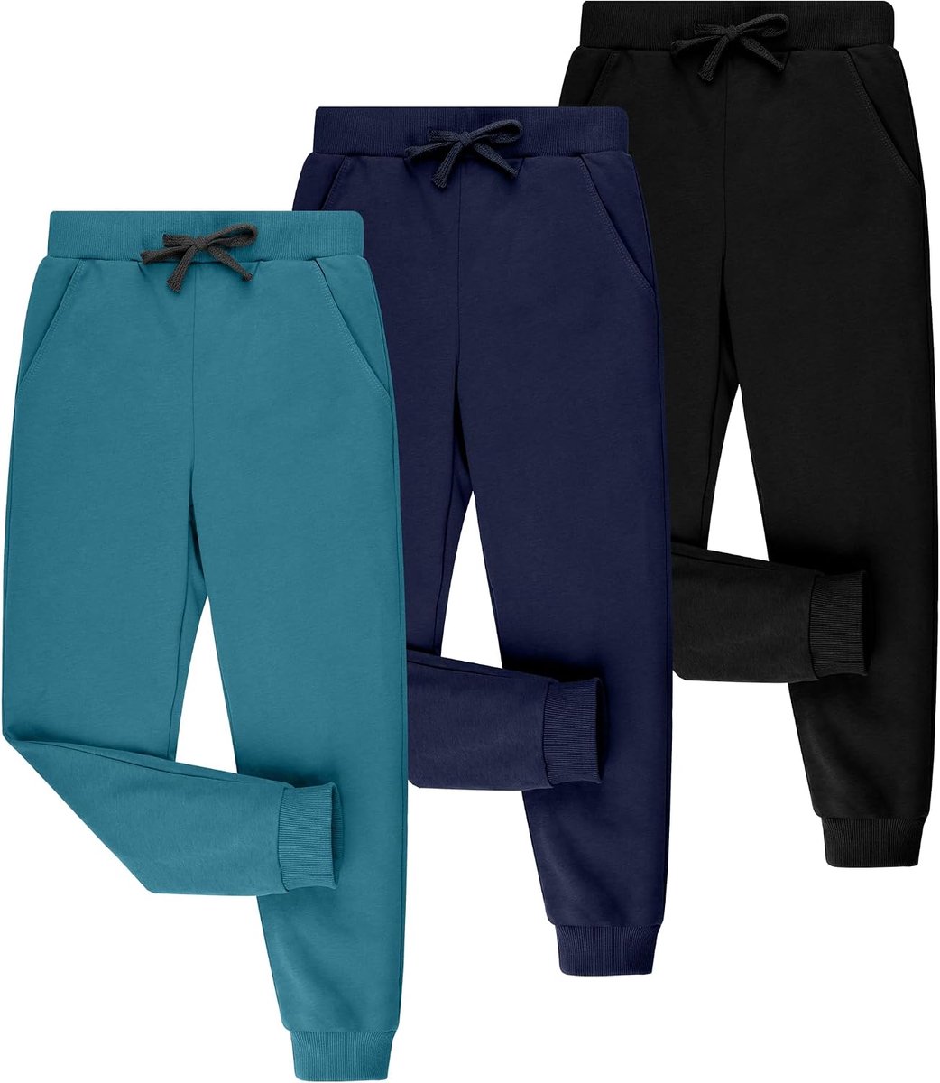 Joggingbroek voor kinderen, voor jongens, lange sportbroek voor jongens, van katoen, met zakken en trekkoord, comfortabele broek voor jongens