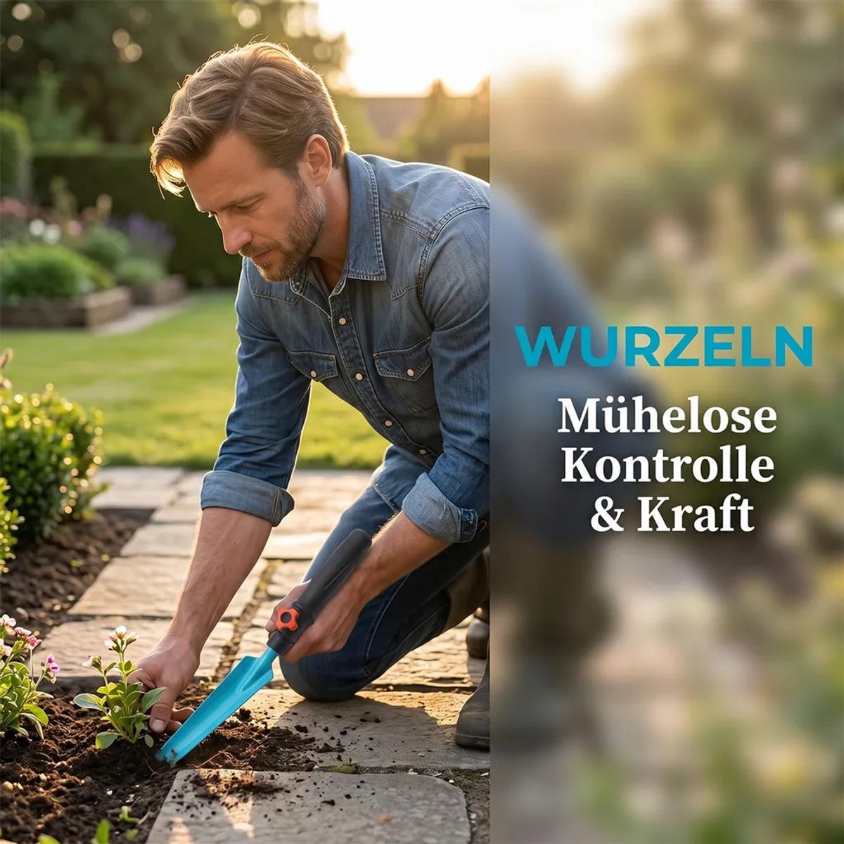 Onkruidverwijderaar, wortelsnijder Geschikt voor lang blad van koolstofstaal, ergonomische handgreep, Geschikt voor het wieden van bloemperken en gazons.
