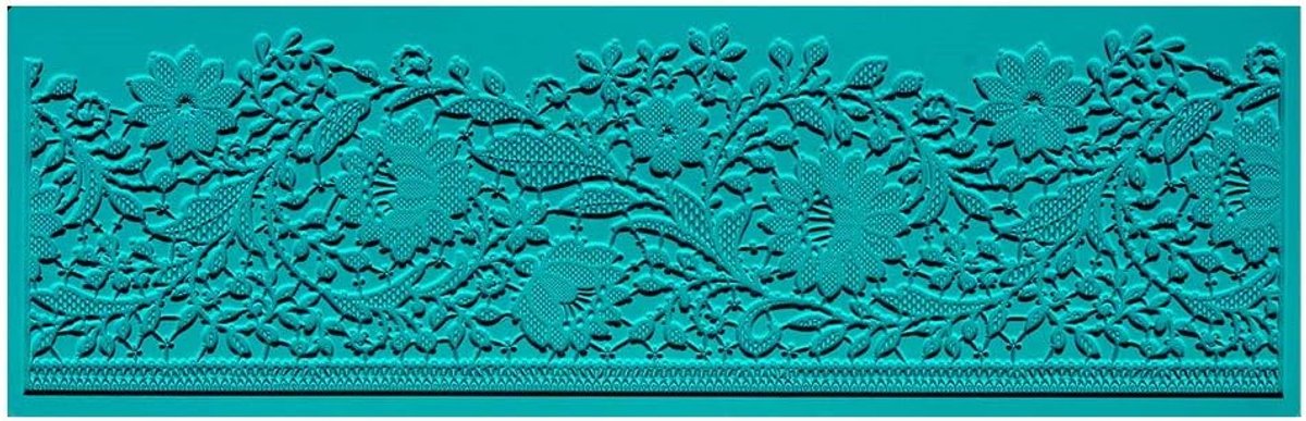 Mit Herz Siliconen decoratieve mat | siliconen vorm fondant | Hoogte: 2mm | kantdesign | ideaal voor het maken van randen in kantlook | Gereedschap voor het vormen van fondant (Design 28 | 30cm