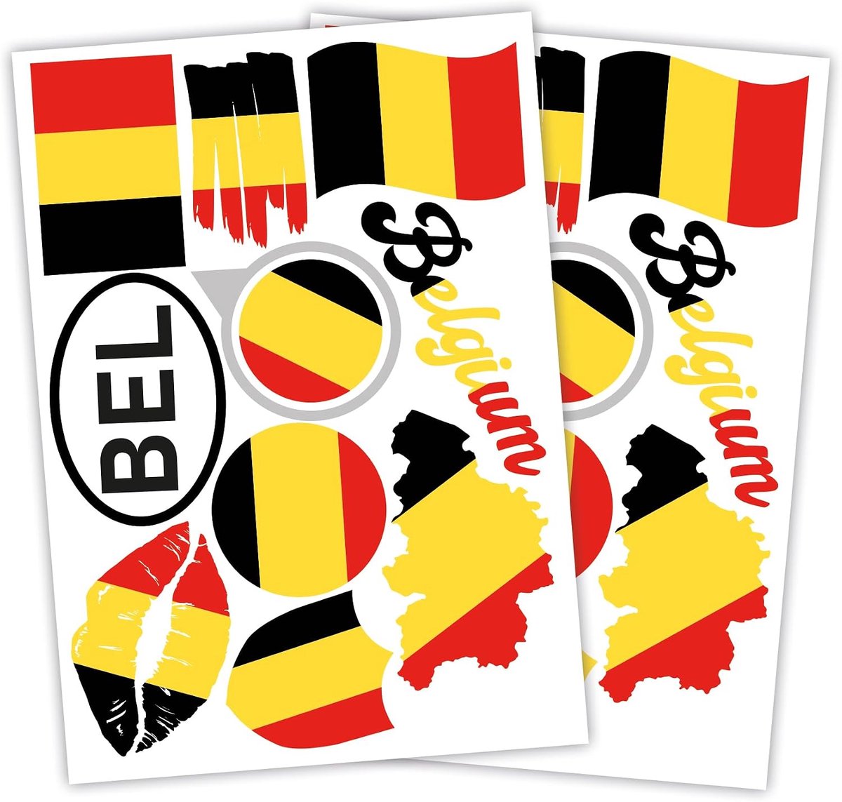 Folia Set van 2 A4 landenstickers, vlag, landenvlag, voor auto, motorfiets, stickers, landenvlag, zelfklevend, weerbestendig, R217 (07 België)