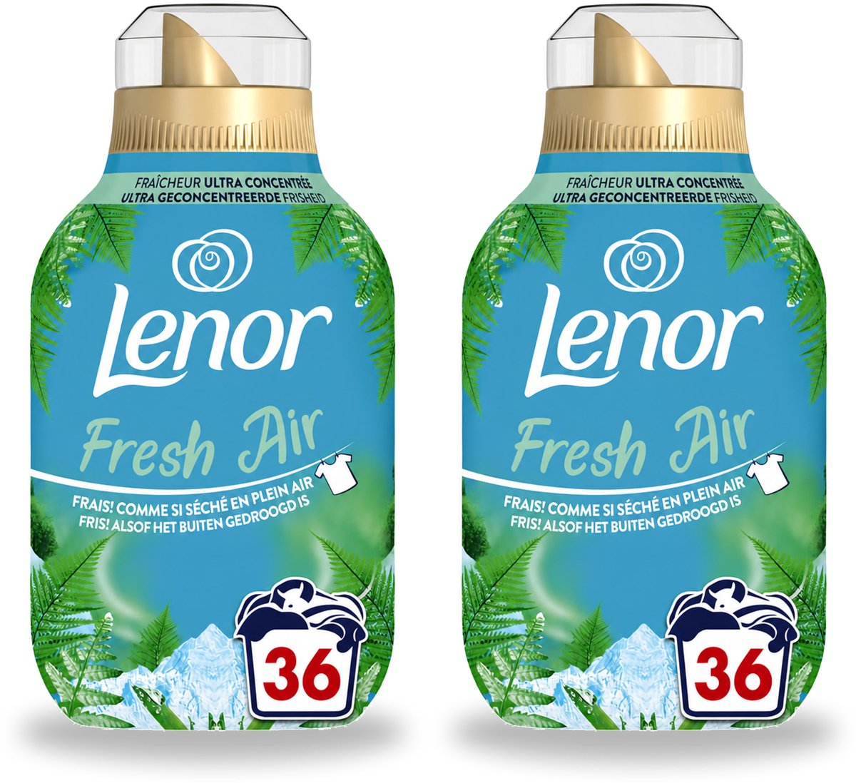 2 x Lenor - Wasverzachter - Fresh Air Noorderlicht - Ultra Geconcentreerd - 36 Wasbeurten - Voordeelverpakking - 2 stuks