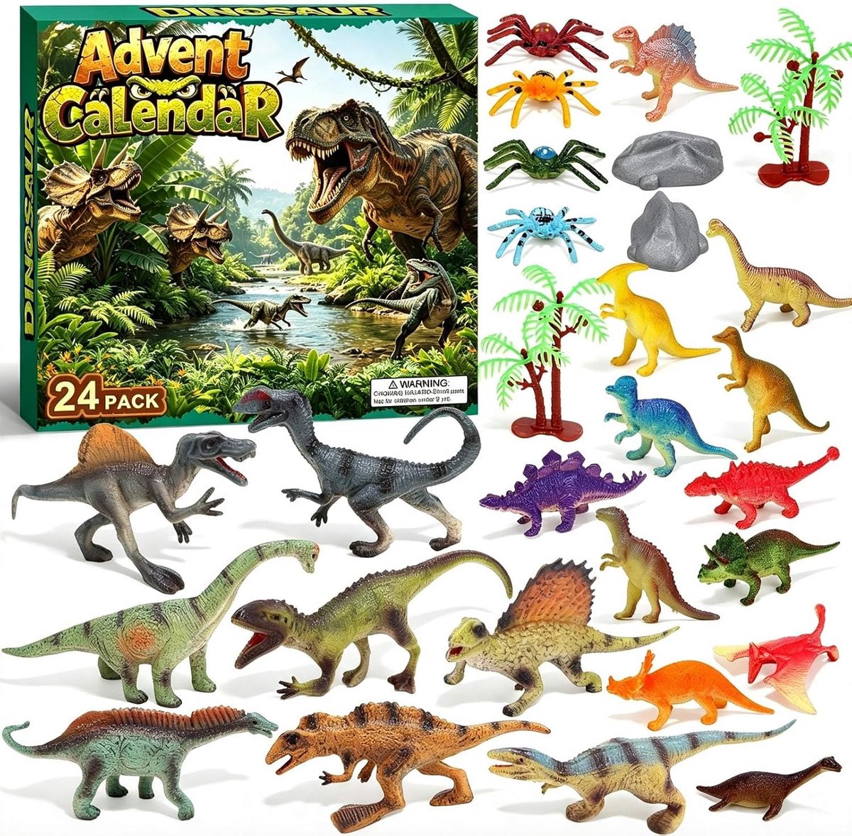 Adventskalender 2026 - 20 dino's, T-Rex, triceratops + 4 delen