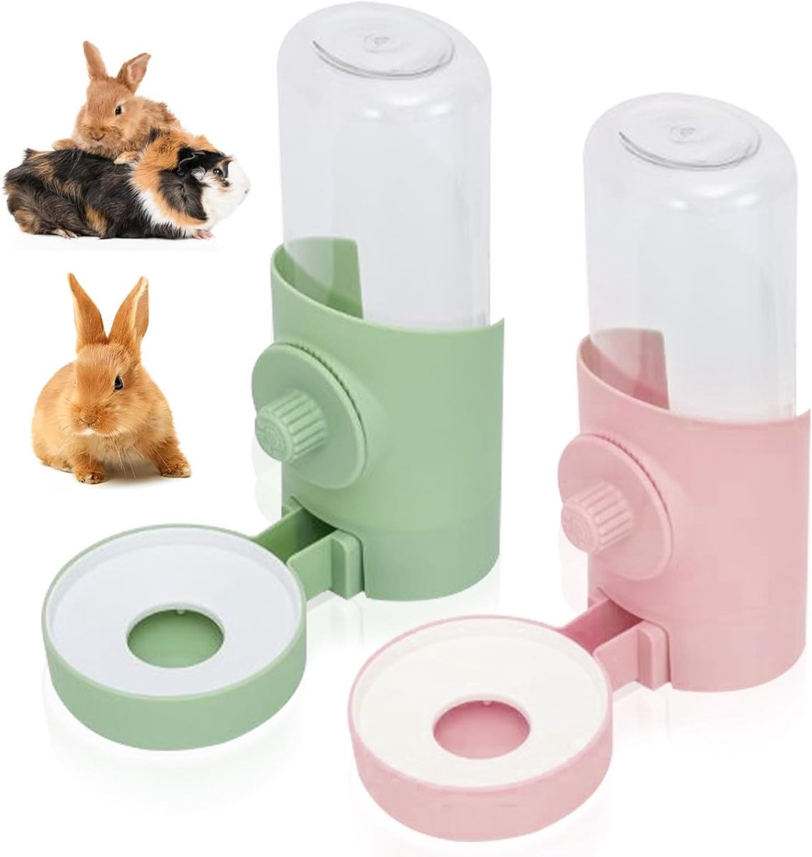Waterdispenser, 2 stuks, hangend, huisdierwaterdispenser, voor cavia's, chinchilla's, egel, fretten, hamsteraccessoires
