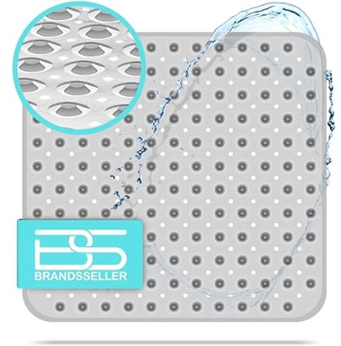 Douchemat 53 x 53 cm - Transparante badmat met noppen