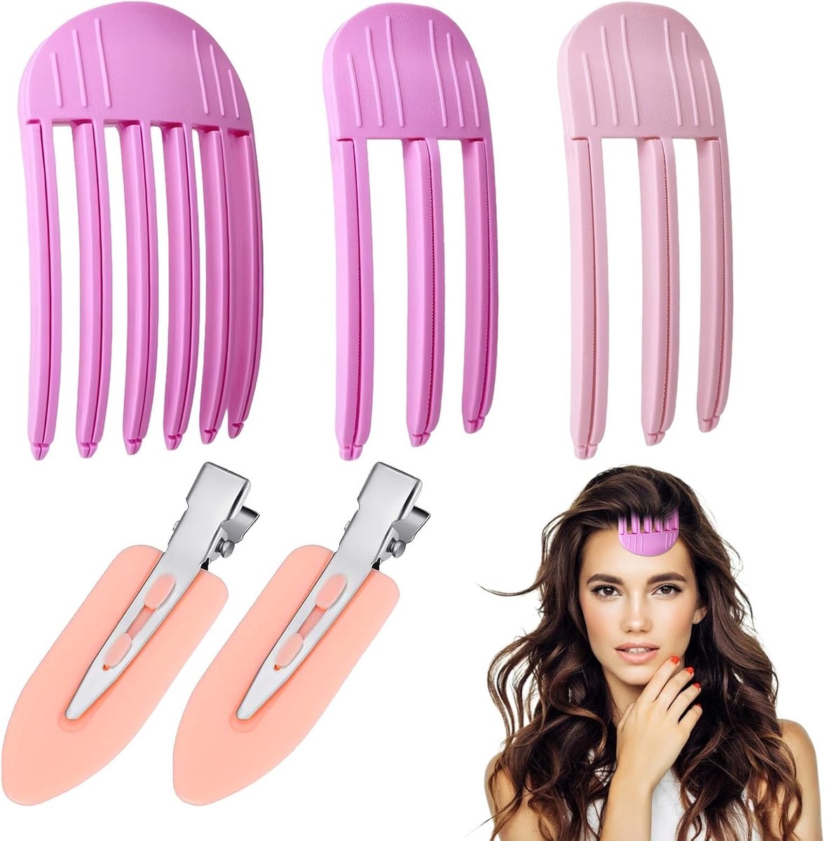 Haarklemmen Volume Haarclip Krulspelden Set volumineuze haarclips volume haarkrullers Haarwortel Lift Set met 3 Klemmen en 2 Clips Voor Volumineus en Prachtig Haar