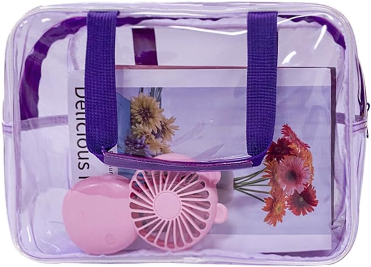 Waterdichte vinyl handtas make-up waterdicht schouder tote bag 30 x 13 x 21 cm, paars, modern