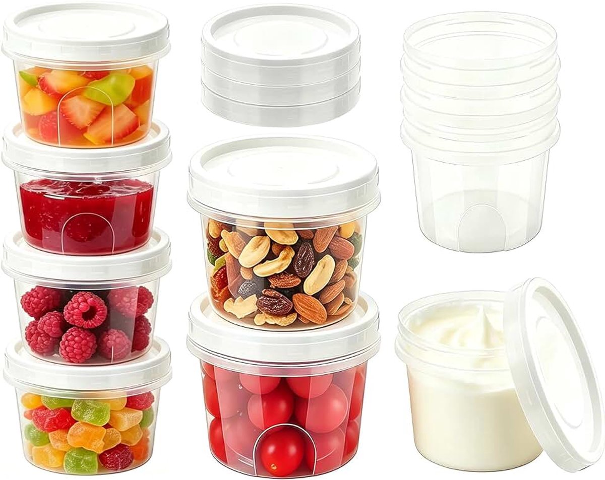 10 stuks voorraaddozen met schroefdeksel, lekvrije vershouddozen, herbruikbare takeaway-containers voor soep, sauzen, meal prep, luchtdichte containers