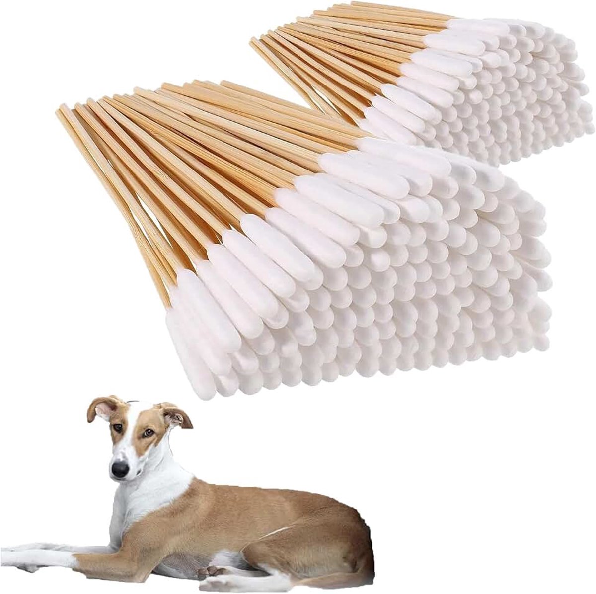 Oor schoner wattenstaafjes, 200 stuks 12/15 cm honden oor schoonmaken katoen wattenstaafjes katten oren kanaal lange stok wattenstaafjes voor het reinigen van dieren oren wax infectie