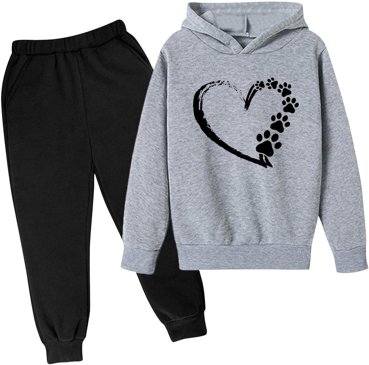 Sweatshirt met capuchon voor tienermeisjes, 2-delig trainingspak, oversized hoodie en joggingbroek, preppy kleding