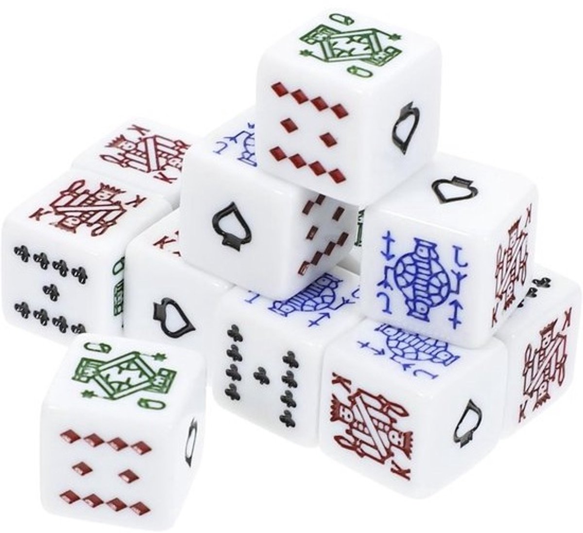 16 mm poker dobbelstenen, 6-zijdige dobbelstenen, 12-delige set voor poker en kaartspellen, perfect voor spelletjesavonden