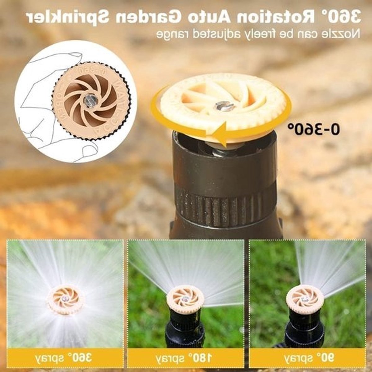 Set van 3 tuinsproeiers, 360° automatische bewatering, verstelbare watersprinkler voor tuin en gazon