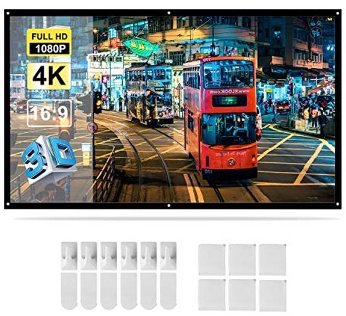 Draagbaar Projector Scherm 70 Inch HD 16:9 Opvouwbaar voor Binnen en Buiten